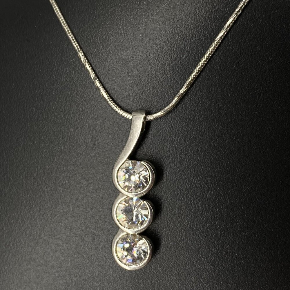 Fifth Avenue Collection Triple Crystal Pendant Necklace​​​​​​​​​​​